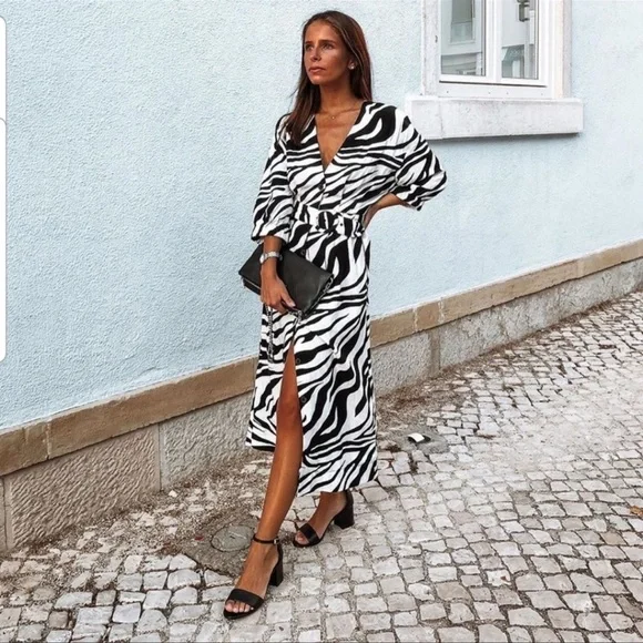 ZARA ANIMAL PRINT DRESS - Picture 4 of 15